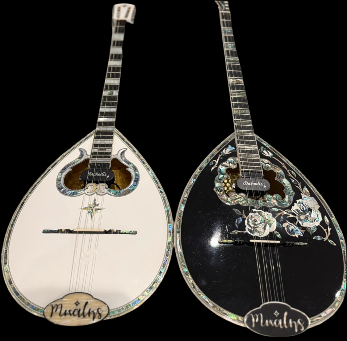 Bouzouki Tailpiece - Inlay Acrylic Pearl Antique