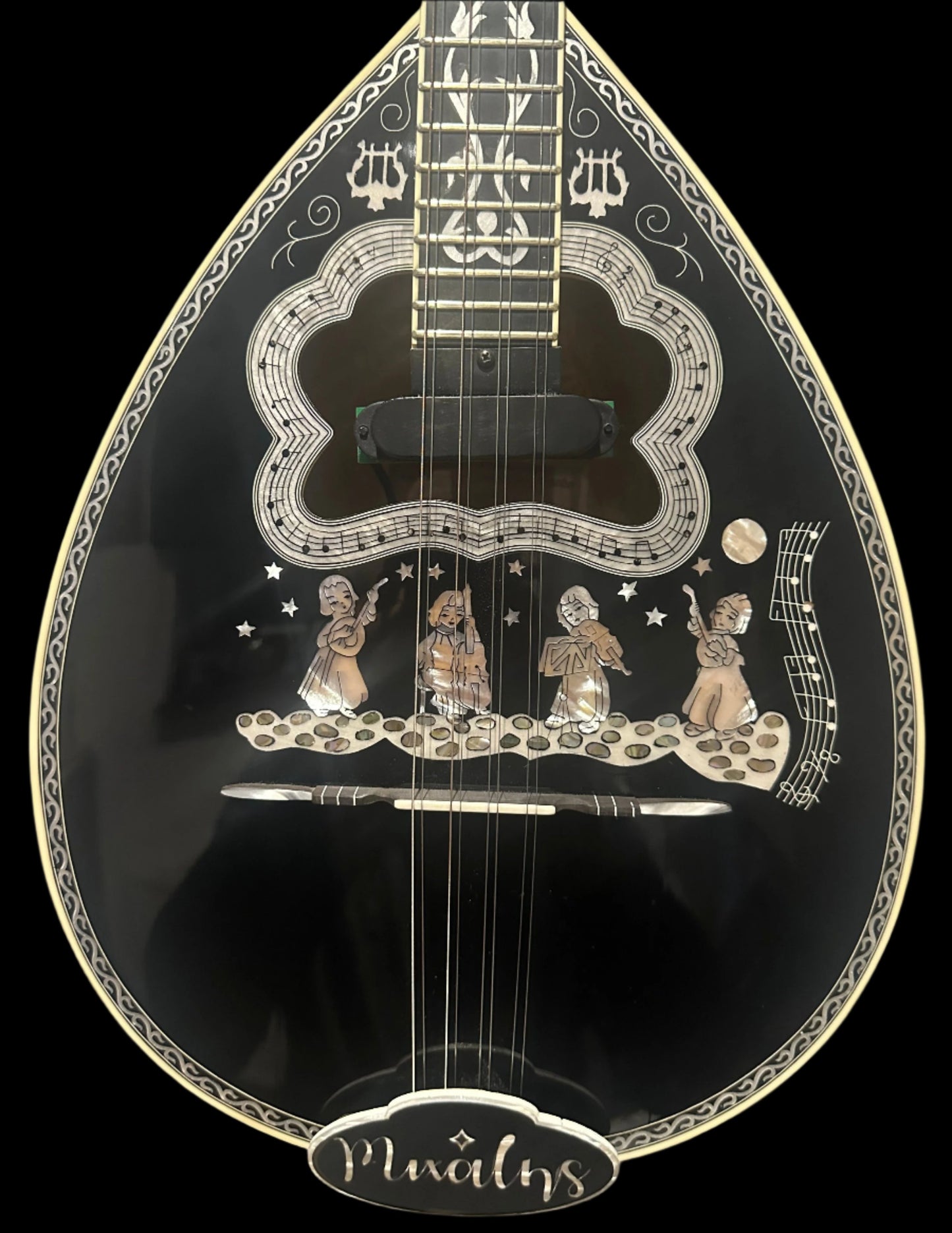 Bouzouki Tailpiece - Inlay Acrylic Black