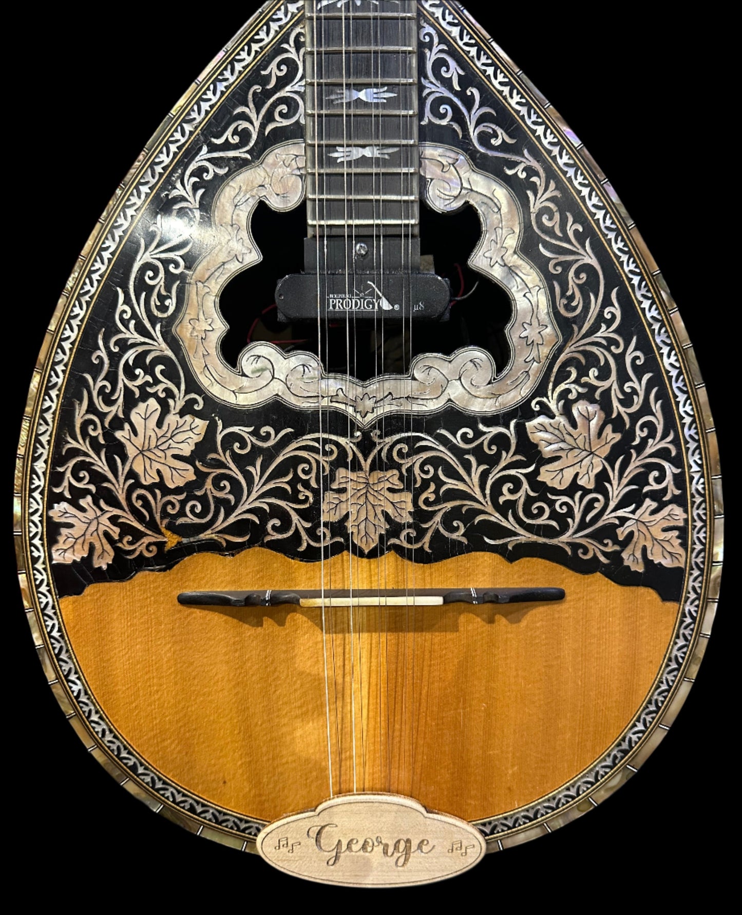 Bouzouki Tailpiece - Engraved Maple