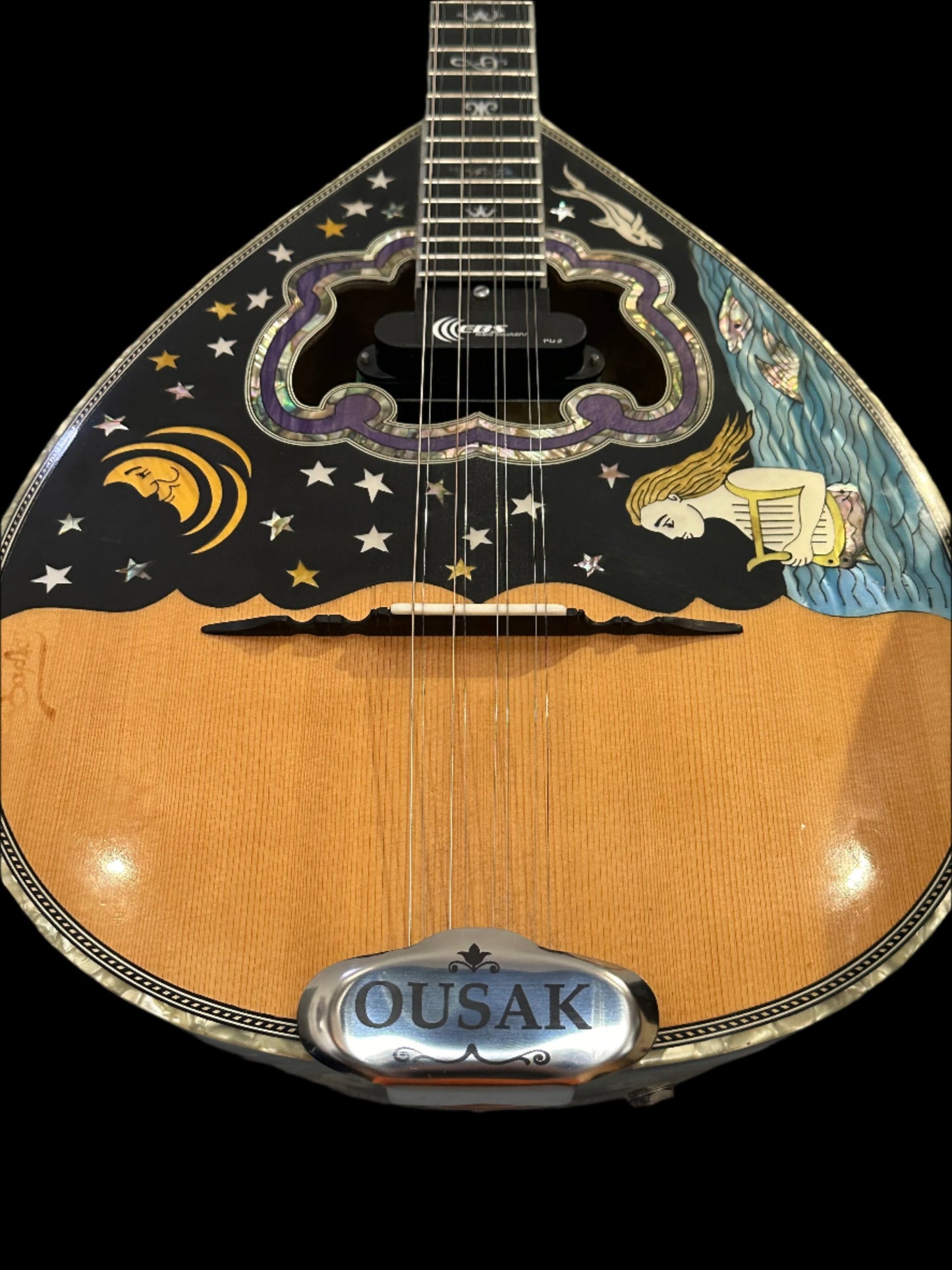 Bouzouki Tailpiece Standard Steel - Engraved in Black