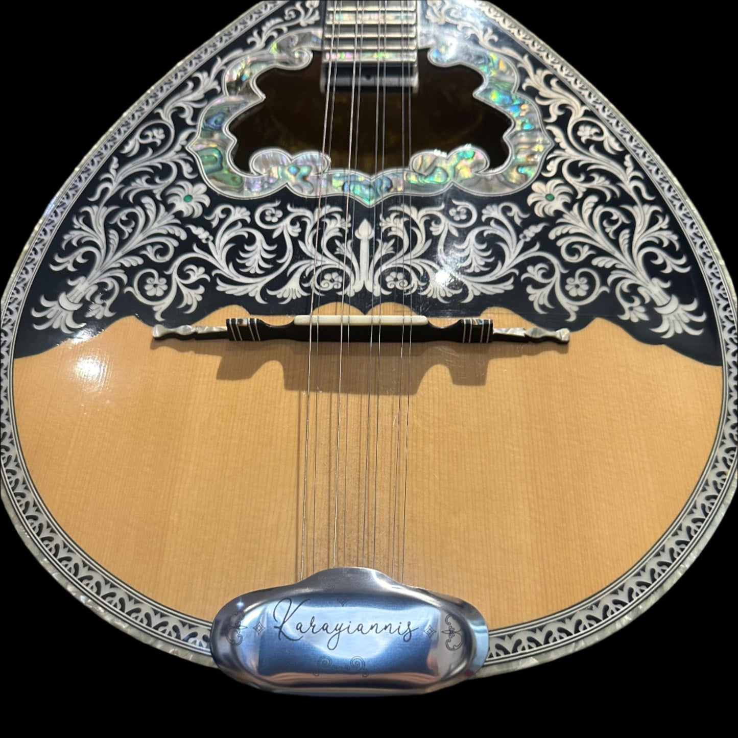 Bouzouki Tailpiece Standard Steel - Engraved in Black