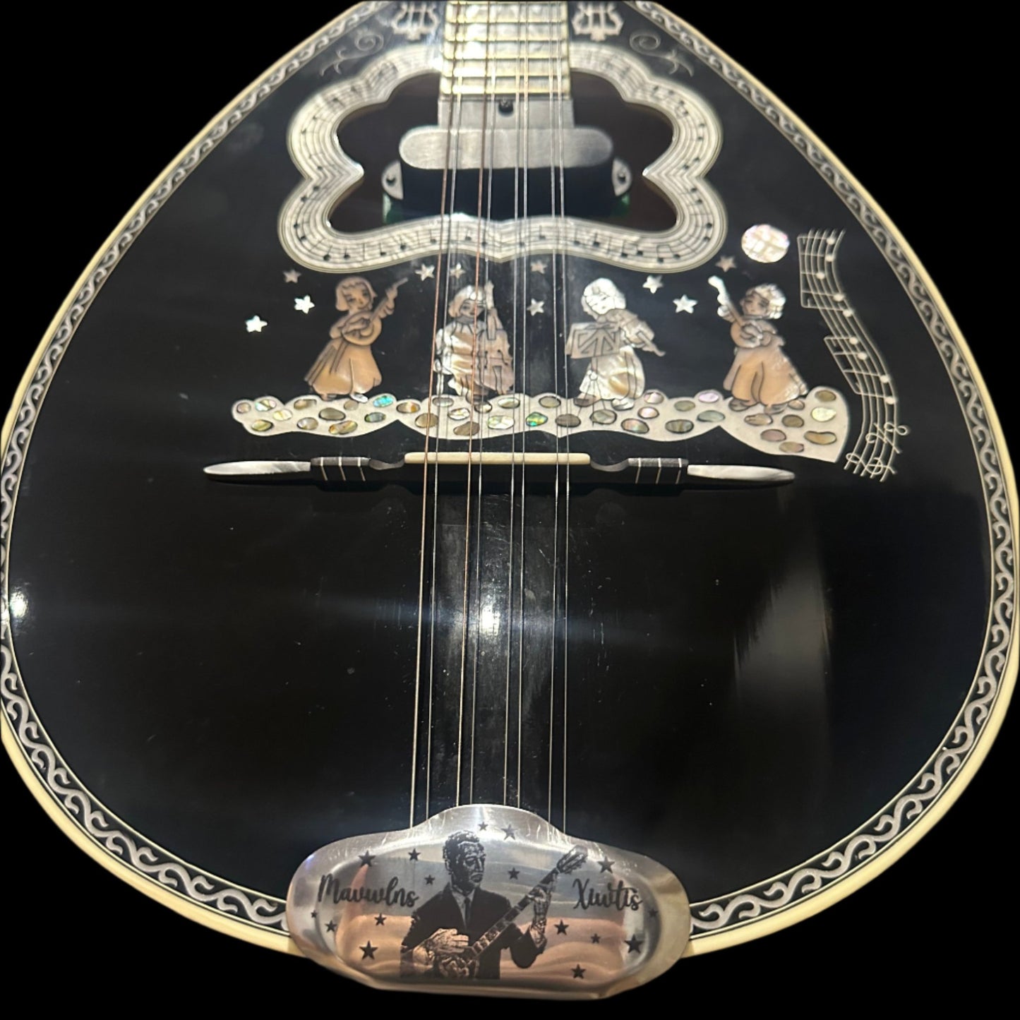 Bouzouki Tailpiece Standard Steel - Engraved Manolis Xiotis