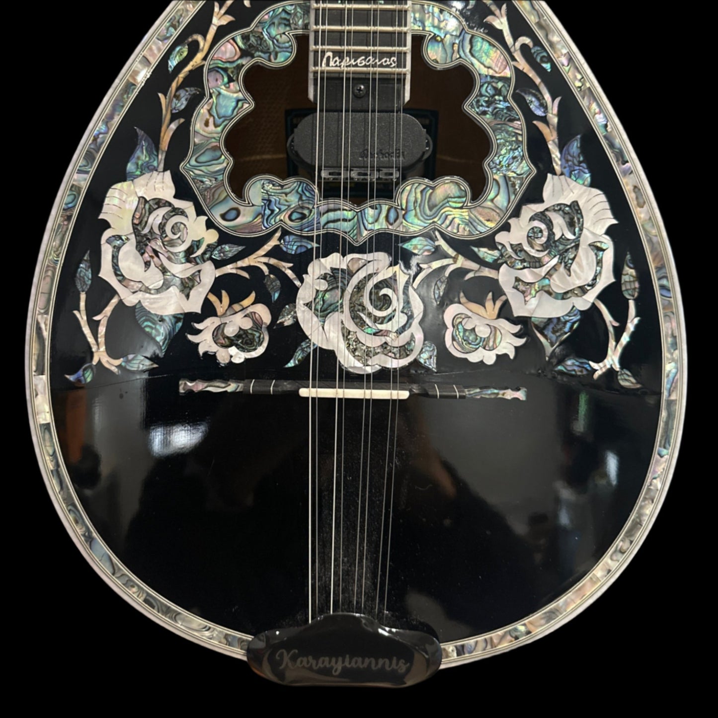 Bouzouki Tailpiece Standard Black - Custom Engraved